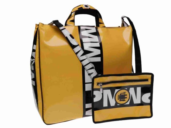 YELLOW MAXI TOTE BAG. AIRSTONE MODEL MADE OF LORRY TARPAULIN. - Unique Pieces Paul Meccanico