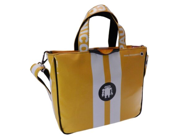 YELLOW TOTE BAG GLAM MODEL MADE OF LORRY TARPAULIN. - Unique Pieces Paul Meccanico