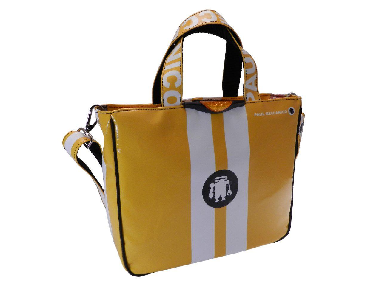 YELLOW TOTE BAG GLAM MODEL MADE OF LORRY TARPAULIN. - Unique Pieces Paul Meccanico